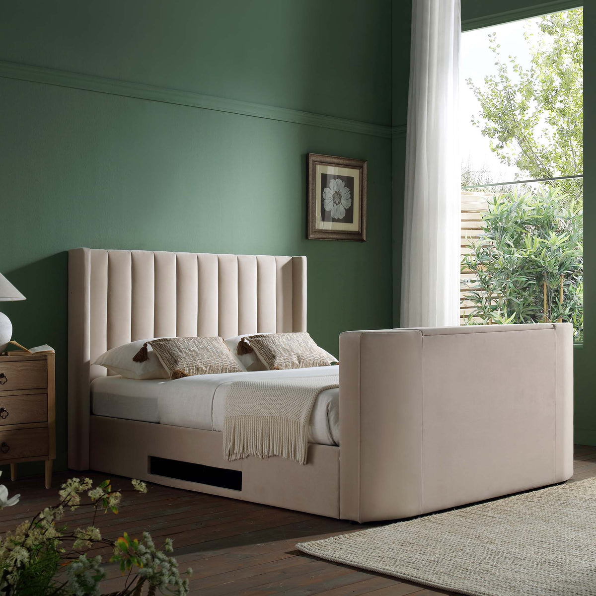 Ottoman TV bed with storage base
