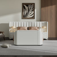 Milan Ottoman TV Bed in Natural Cream with 2 Side Units — view 12 – image 11 of 11