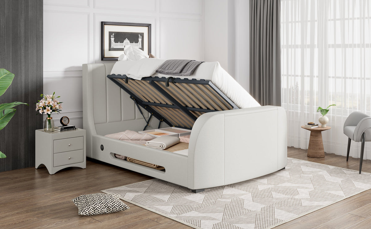 Solace Ottoman TV Bed in Cream Velvet — view 5