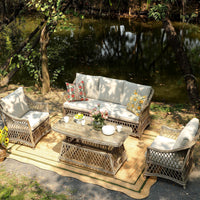 Willowbrook rattan sofa set beside a garden pond – image 5 of 15