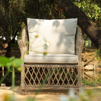 Willowbrook rattan garden armchair with cream cushions – image 9 of 15