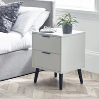 Modern 2 Drawer Bedside Table Cabinet in Silk Grey with Soft Close Drawers – image 1 of 5