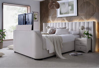 Milan Ottoman TV Bed in Natural Cream with 2 Side Units — view 3 – image 2 of 11