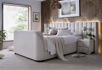 Milan Ottoman TV Bed in Natural Cream with 2 Side Units — view 4 – image 3 of 11