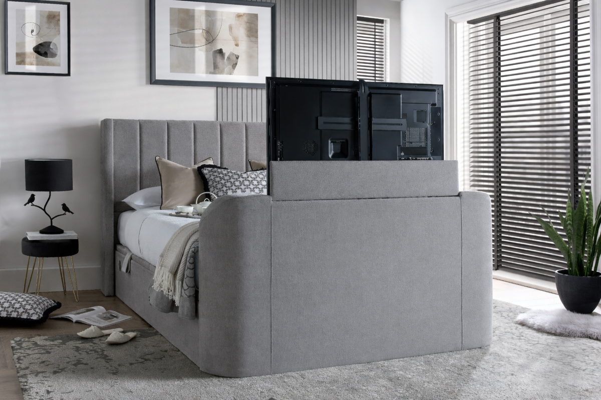 Atom II Ottoman Storage TV Bed in Luxury Grey — view 3