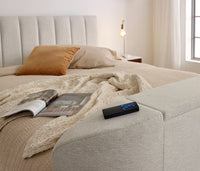 Capella TV Bed in Pebble Stone Fabric (non ottoman) — view 3 – image 3 of 9