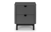 Grey Wooden 2 Drawer Bedside Table Modern Retro Style — view 3 – image 3 of 7