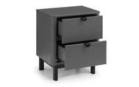 Grey Wooden 2 Drawer Bedside Table Modern Retro Style — view 4 – image 4 of 7