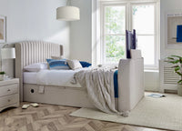 Essence Ottoman Storage TV Bed in Natural Cream Fabric – image 1 of 9