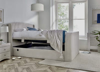 Essence Ottoman Storage TV Bed in Natural Cream Fabric — view 2 – image 2 of 9