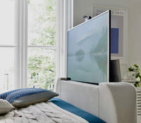 Essence Ottoman Storage TV Bed in Natural Cream Fabric — view 7 – image 7 of 9