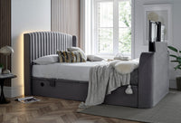 Essence Ottoman Storage TV Bed in Grey Velvet - Superking — view 3 – image 3 of 11
