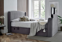 Essence Ottoman Storage TV Bed in Grey Velvet - Superking – image 1 of 11