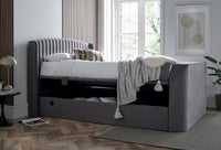 Essence Ottoman Storage TV Bed in Grey Velvet - Superking — view 9 – image 9 of 11