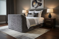 Annecy Double TV Bed With Ottoman Storage 2.1 Sound & 43" TV Capacity in Grey Fabric — view 2 – image 2 of 7