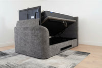 Annecy Double TV Bed With Ottoman Storage 2.1 Sound & 43" TV Capacity in Grey Fabric — view 4 – image 4 of 7
