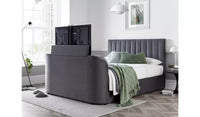 Madrid TV Bed Ottoman With Storage & Up To 43" TV Capacity in Grey Velvet — view 3 – image 3 of 5