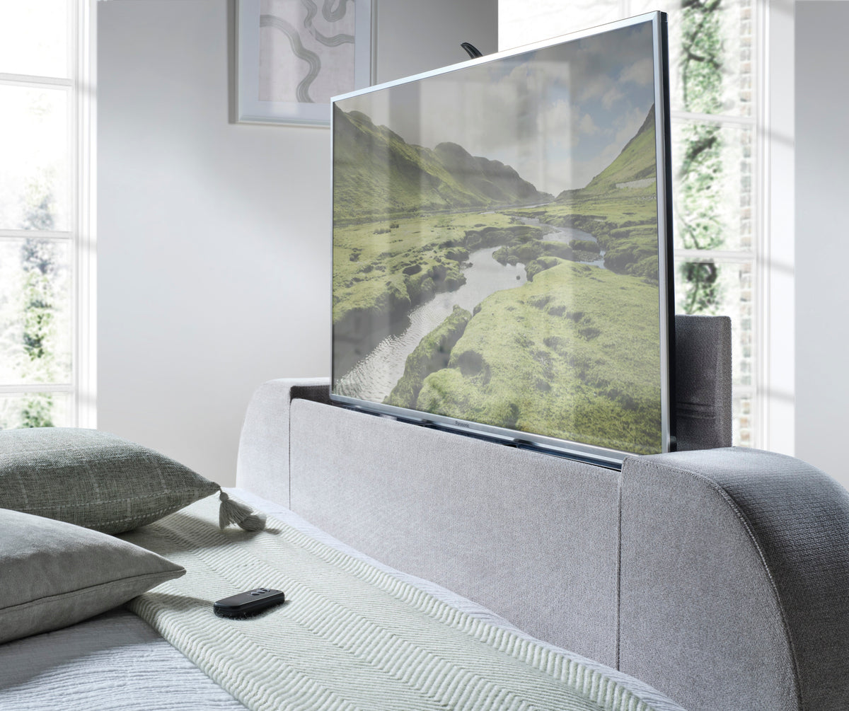 Lumas Ottoman TV Bed with Surround LED in Plush Grey — view 5