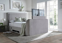 Lumas Ottoman TV Bed with Surround LED in Plush Grey — view 2 – image 2 of 9