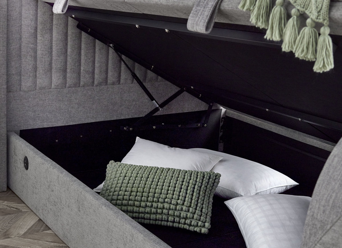 Essence Ottoman Storage TV Bed in Grey Fabric — view 6