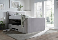 Lumas Ottoman TV Bed with Surround LED in Plush Grey — view 3 – image 3 of 9
