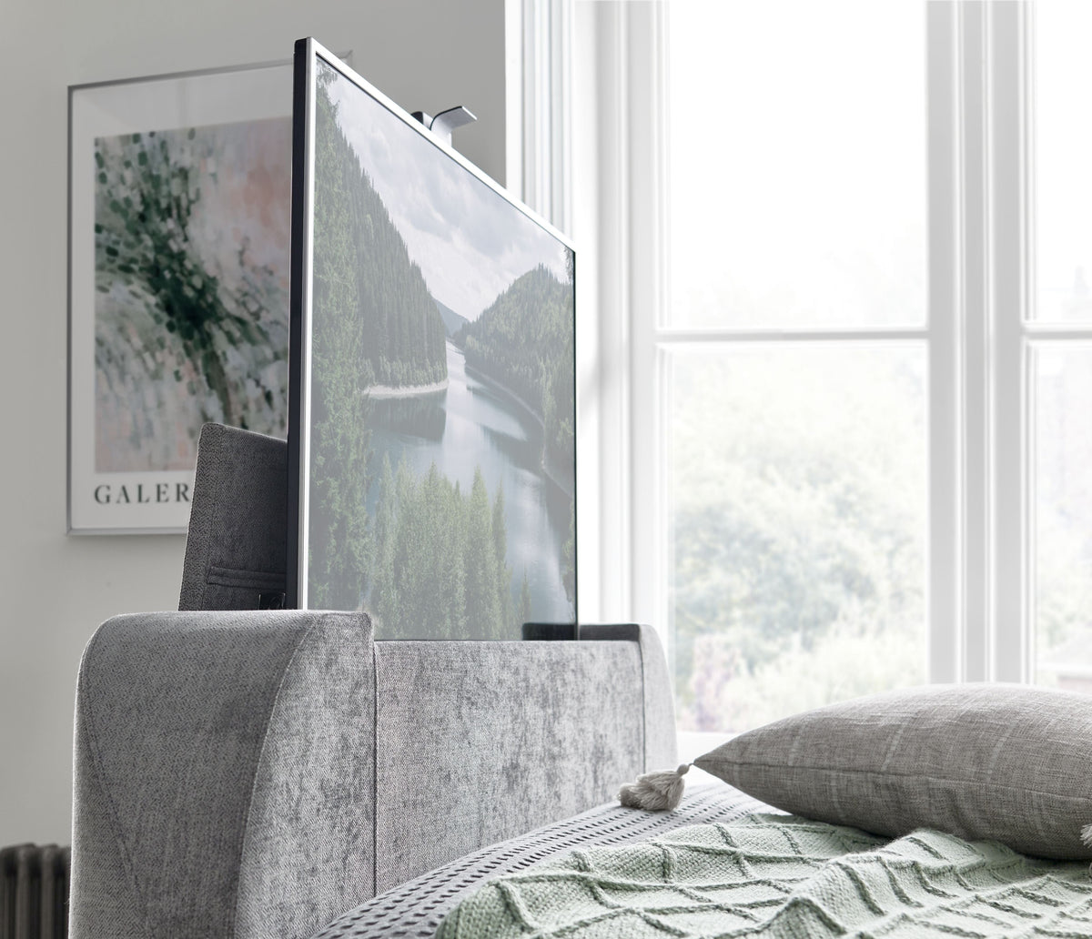 Essence Ottoman Storage TV Bed in Grey Fabric — view 7