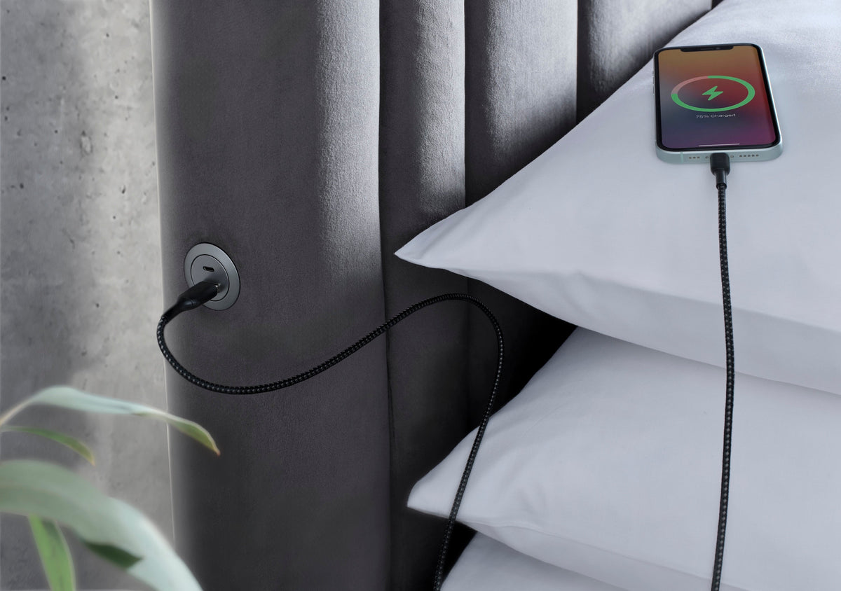 Salisbury Ottoman TV Bed in Grey Velvet — view 6
