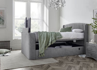 Essence Ottoman Storage TV Bed in Grey Fabric — view 2 – image 2 of 10