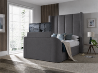 Hampton 5.1 Surround Sound Grey Velvet Ottoman TV Bed — view 3 – image 2 of 11
