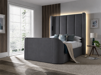 Hampton 5.1 Surround Sound Grey Velvet Ottoman TV Bed – image 1 of 11