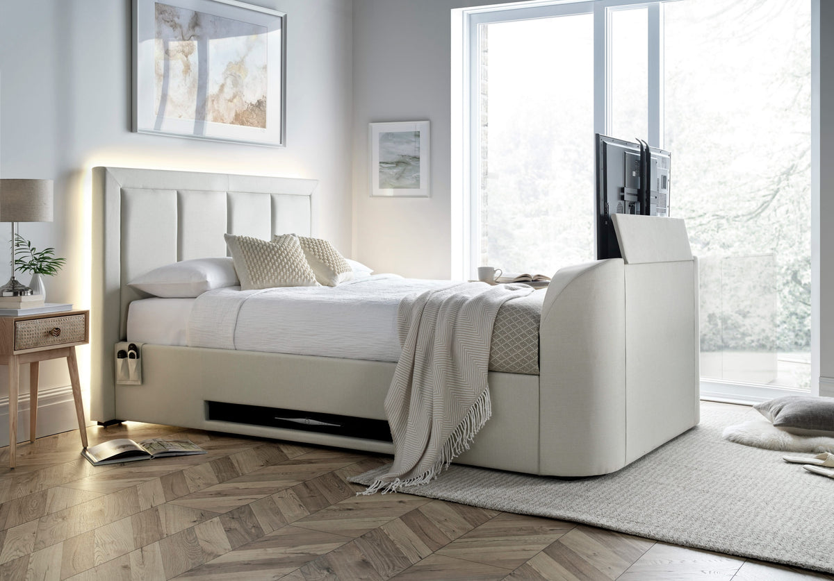 Harlem II Light Stone Fabric Ottoman TV Bed