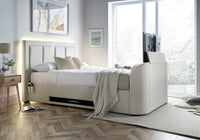 Harlem II Light Stone Fabric Ottoman TV Bed – image 1 of 7
