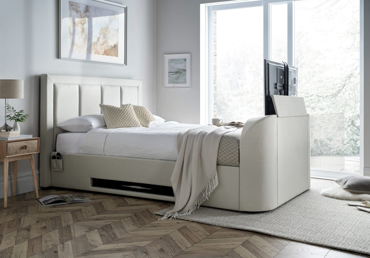 Harlem II Light Stone Fabric Ottoman TV Bed — view 7