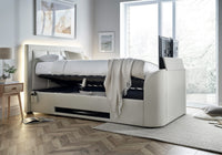 Harlem II Light Stone Fabric Ottoman TV Bed — view 2 – image 2 of 7