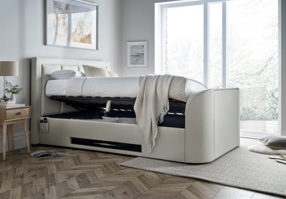 Harlem II Light Stone Fabric Ottoman TV Bed — view 5