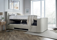 Harlem II Light Stone Fabric Ottoman TV Bed — view 5 – image 5 of 7