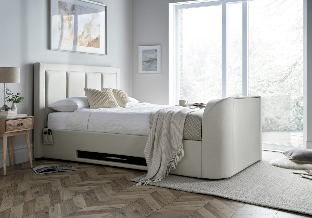 Harlem II Light Stone Fabric Ottoman TV Bed — view 4