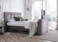 Harlem Grey Velvet Ottoman TV Bed – image 1 of 9