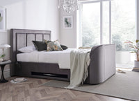 Harlem Grey Velvet Ottoman TV Bed — view 3 – image 3 of 9