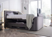 Harlem Grey Velvet Ottoman TV Bed — view 2 – image 2 of 9