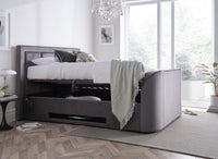 Harlem Grey Velvet Ottoman TV Bed — view 7 – image 7 of 9