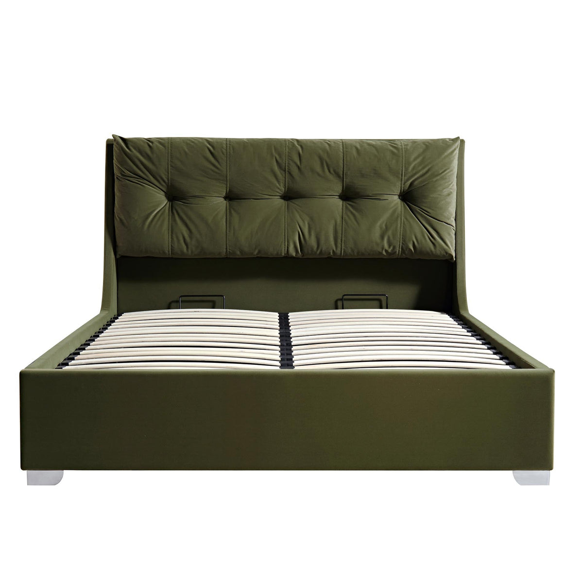 Hadley Ottoman Storage Bed in Moss Green Velvet