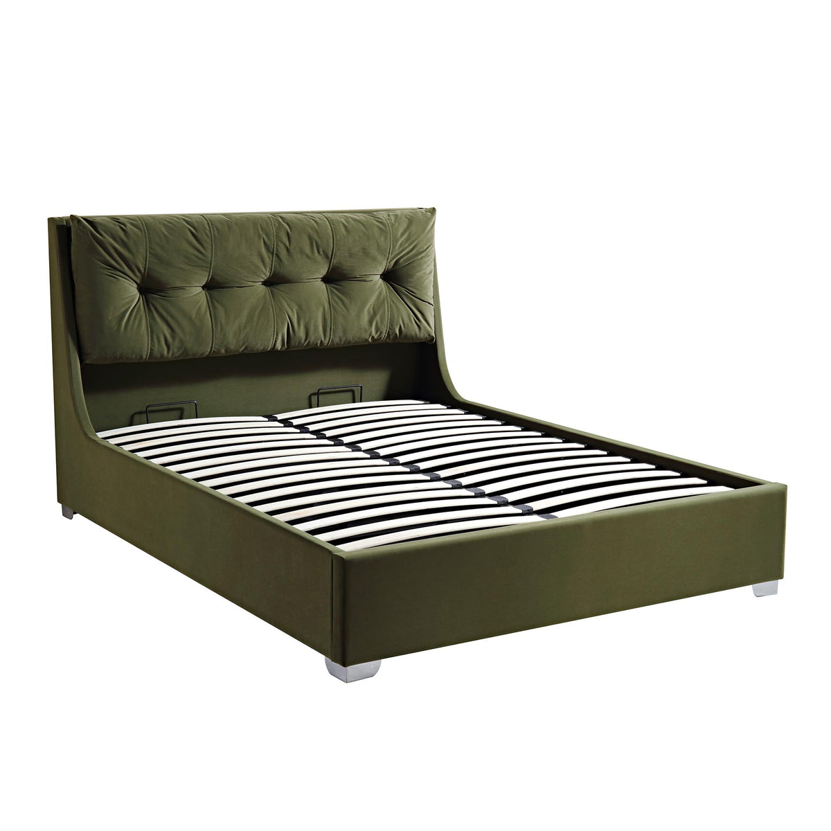 Hadley Ottoman Storage Bed in Moss Green Velvet