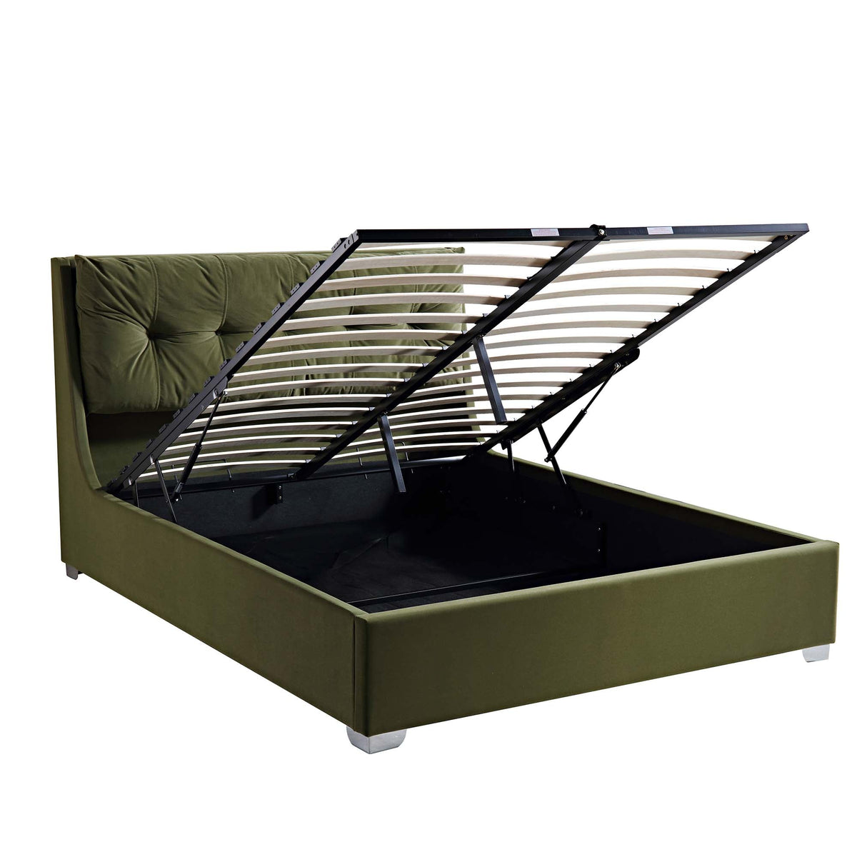 Hadley Ottoman Storage Bed in Moss Green Velvet