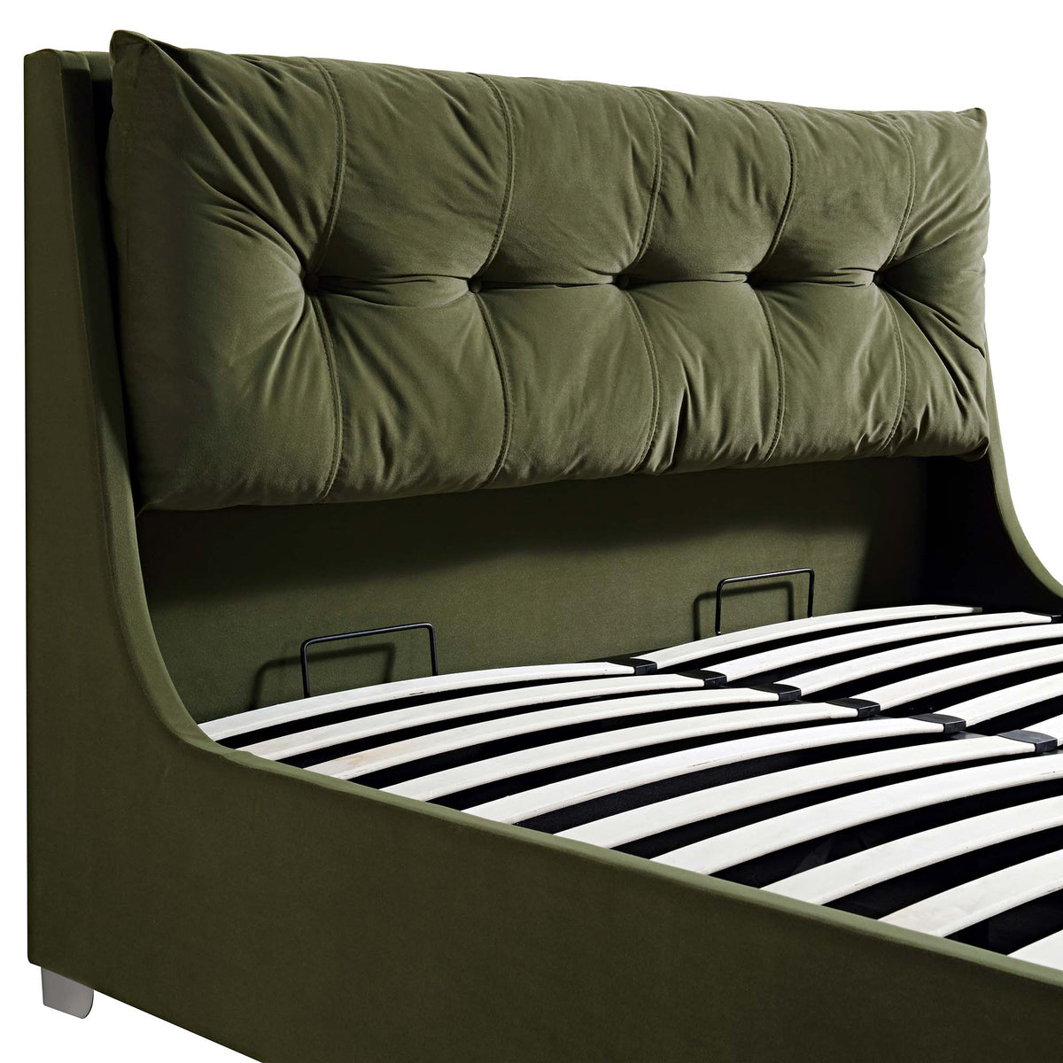 Hadley Ottoman Storage Bed in Moss Green Velvet
