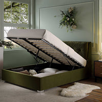 Hadley Ottoman Storage Bed in Moss Green Velvet – image 2 of 13