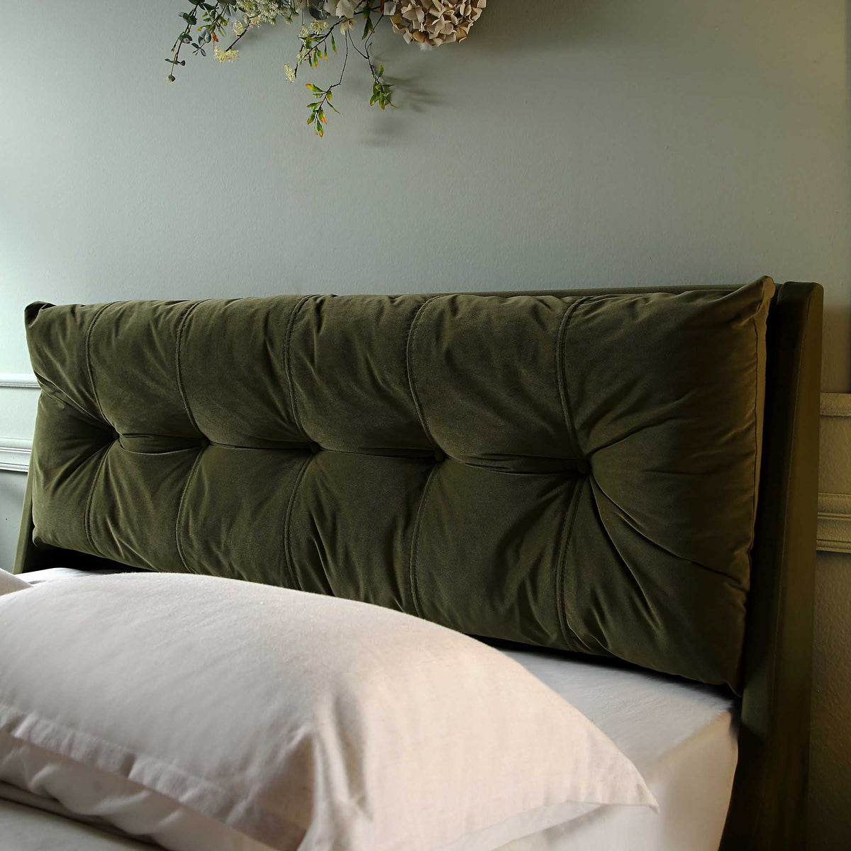 Hadley Ottoman Storage Bed in Moss Green Velvet