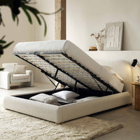 Egerie Curved Headboard Ottoman Storage Bed in Beige Boucle – image 3 of 67