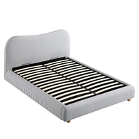 Egerie Curved Headboard Ottoman Storage Bed in Slate Blue Striped Fabric – image 59 of 67
