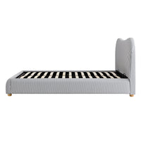 Egerie Curved Headboard Ottoman Storage Bed in Slate Blue Striped Fabric – image 61 of 67